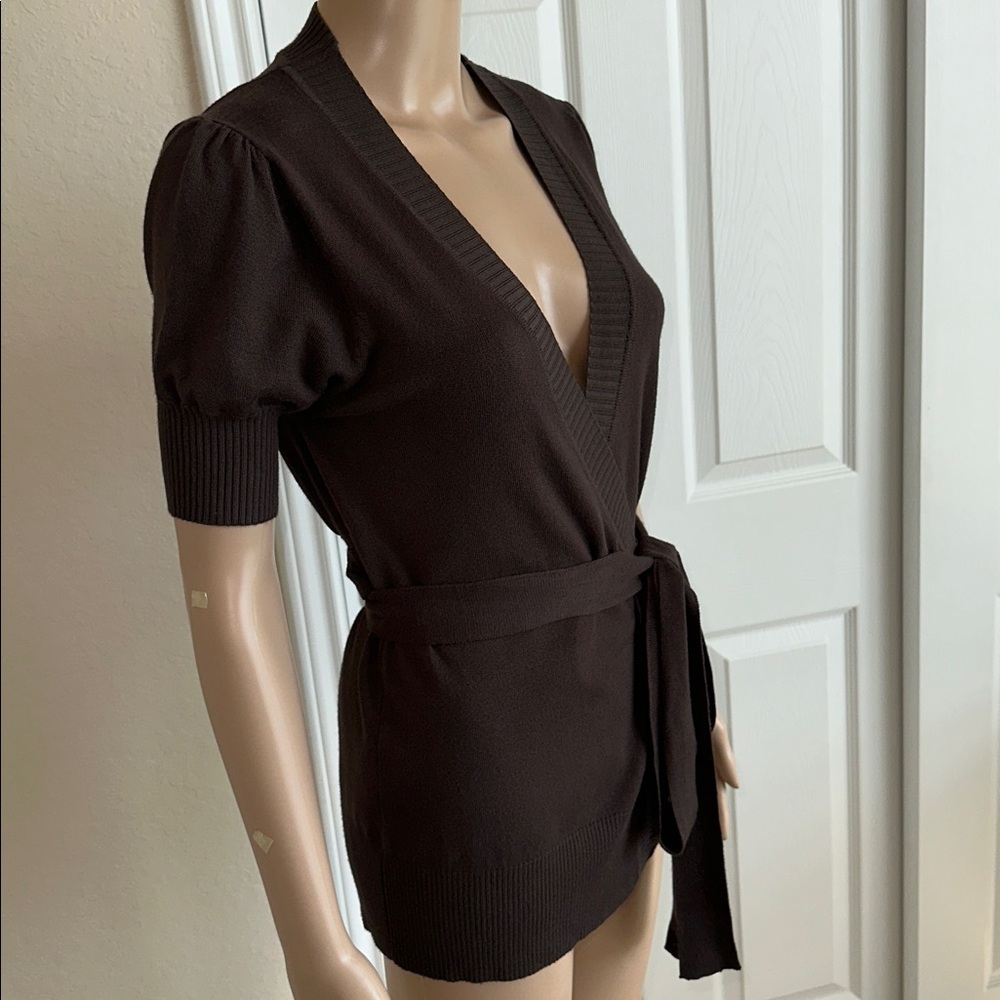 NWT Vertigo Paris Coffee Bean Color Knit Cadigan Sweater Sz.M. - Picture 3 of 15
